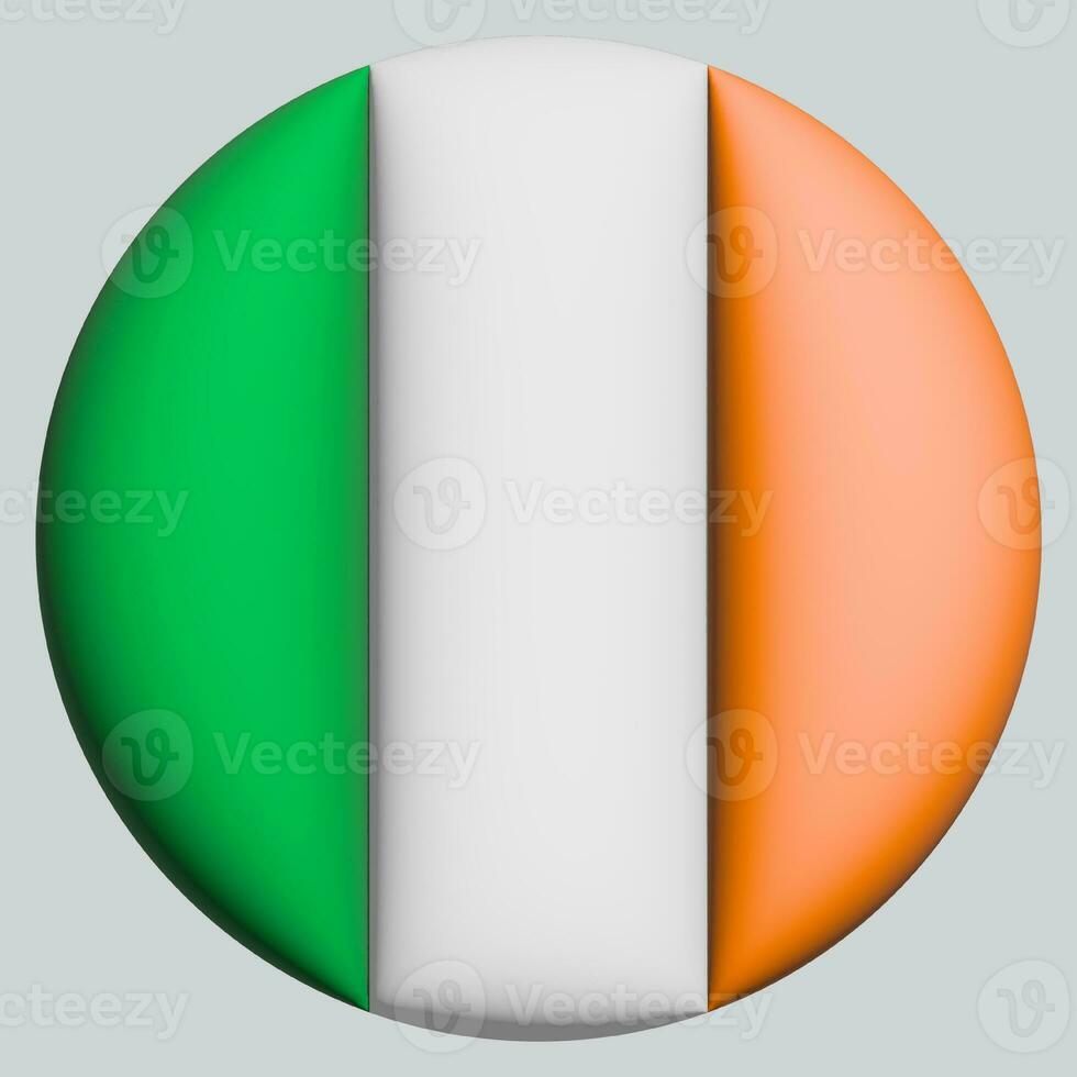3D Flag of Ireland on circle photo