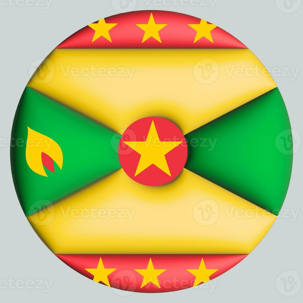 3D Flag of Grenada on circle photo