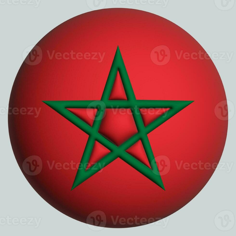 3D Flag of Morocco on circle photo