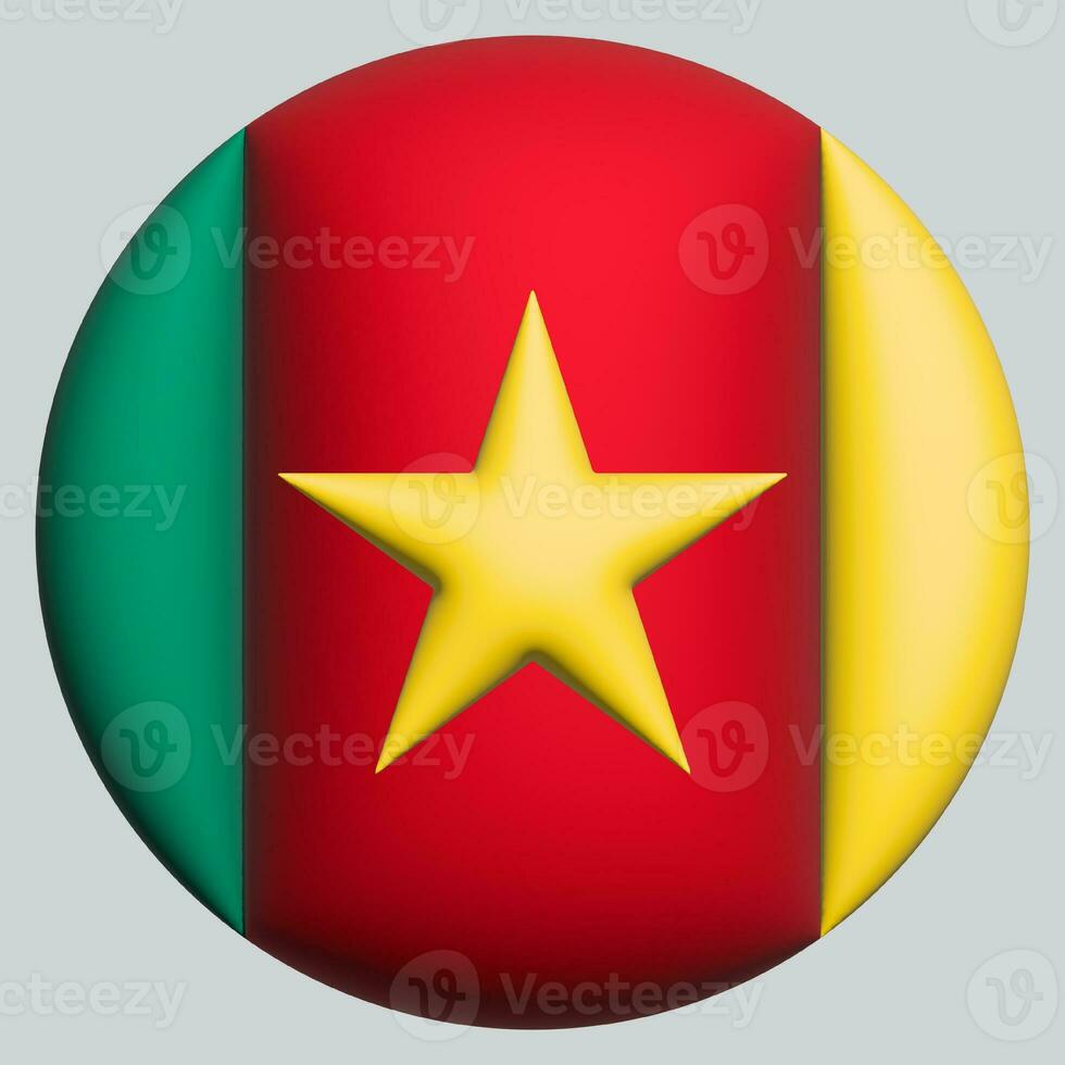 3D Flag of Cameroon on circle photo