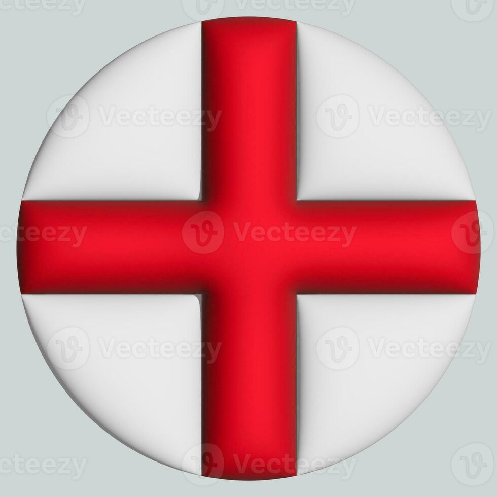 3D Flag of England on circle photo