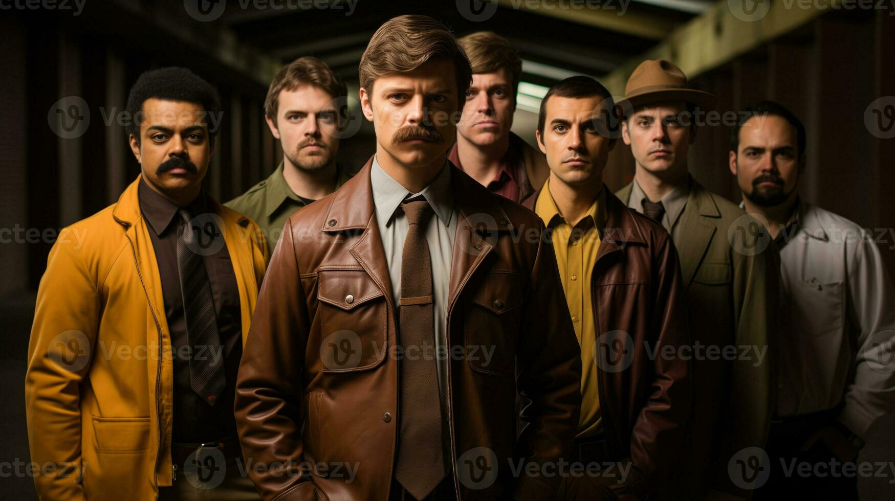 AI generated A group of men with different styles of mustaches participating in a Movember awareness event promoting mens health photo