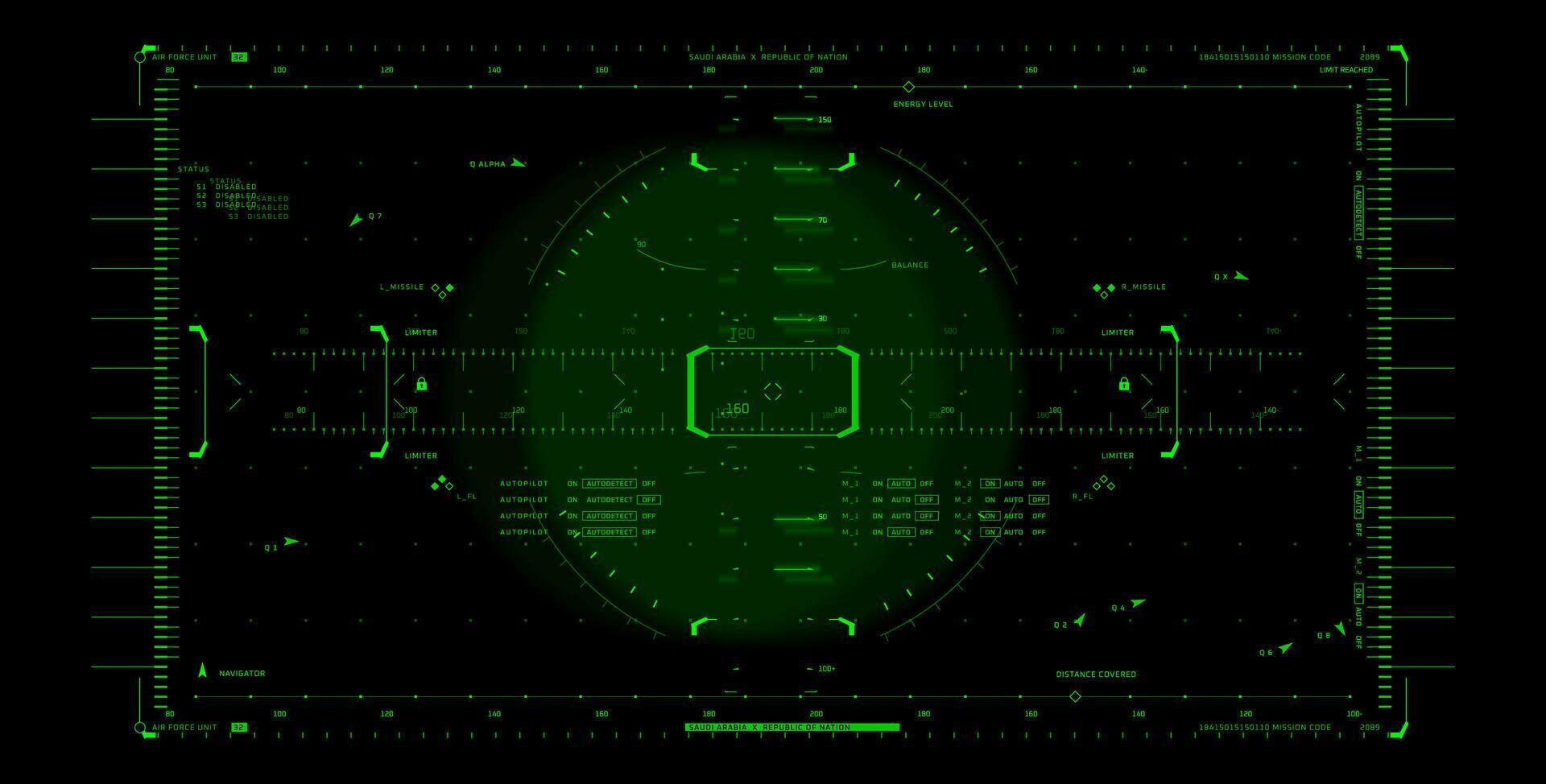 Green UI HUD design vector