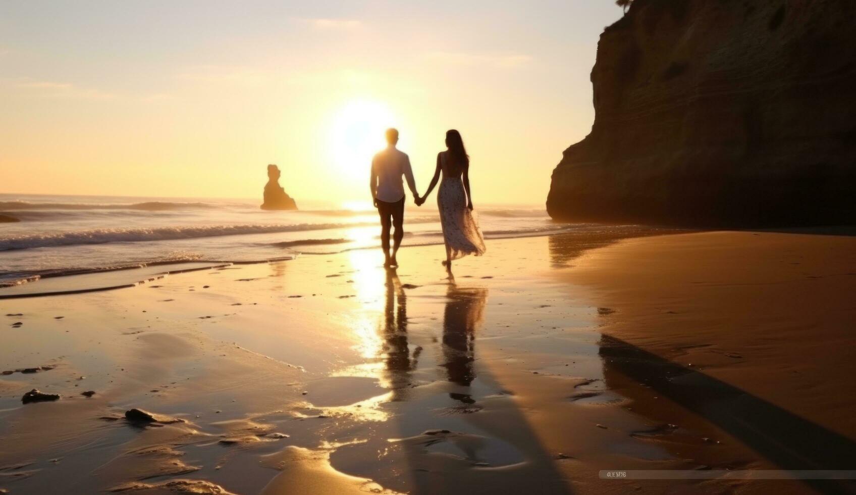 AI generated couple on beach honeymoon photo