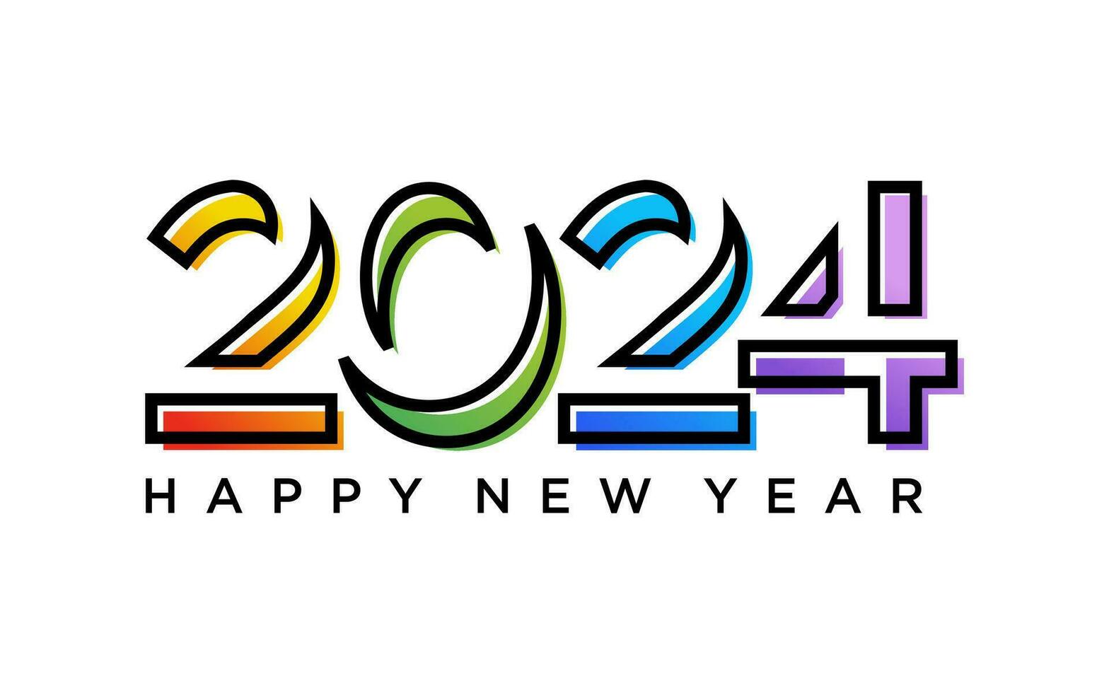 moderno vector gráfico de 2024 logo contento nuevo año, texto 2024 modelo vector editable y redimensionable eps 10