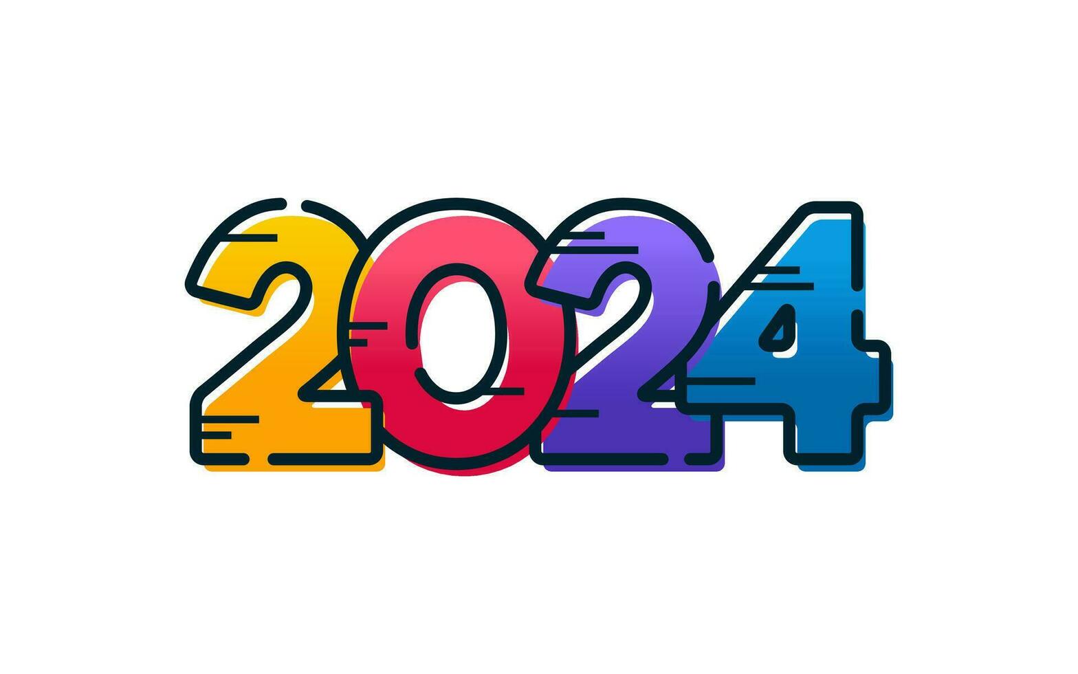 moderno vector gráfico de 2024 logo contento nuevo año, texto 2024 modelo vector editable y redimensionable eps 10