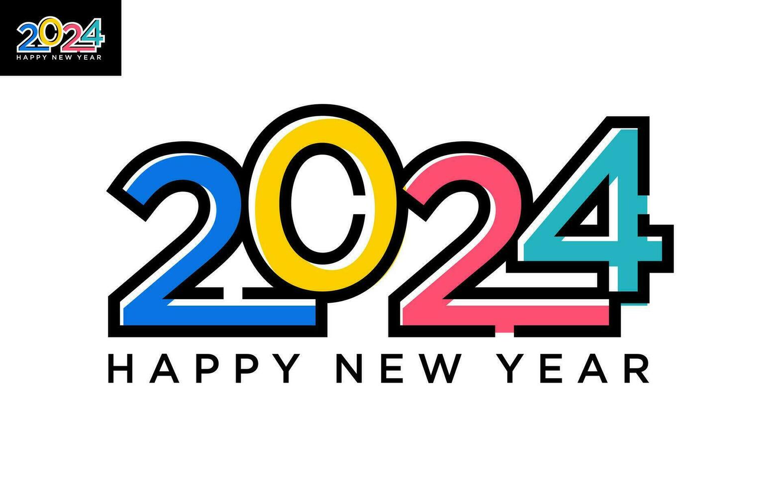 moderno vector gráfico de 2024 logo contento nuevo año, texto 2024 modelo vector editable y redimensionable eps 10