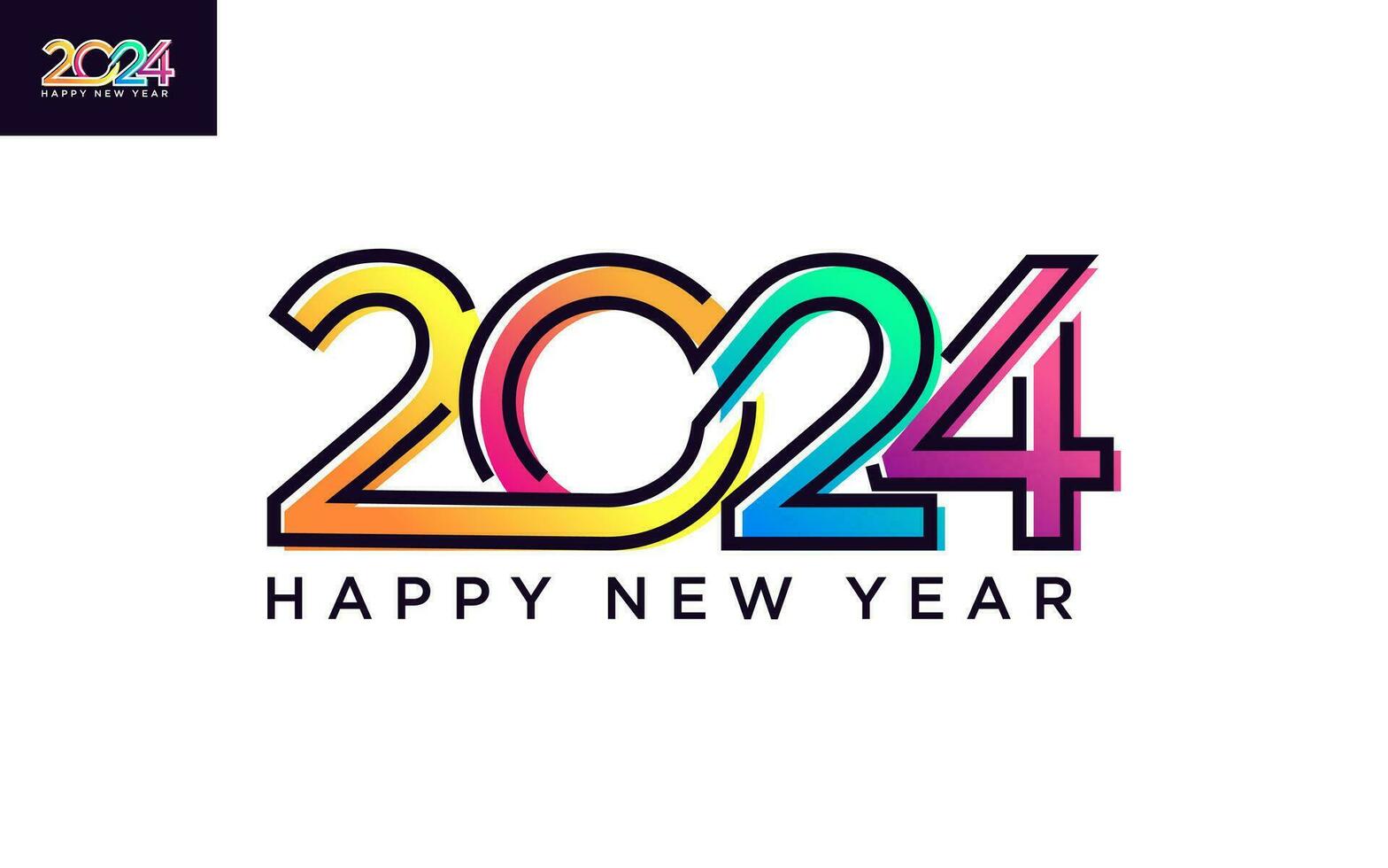 moderno vector gráfico de 2024 logo contento nuevo año, texto 2024 modelo vector editable y redimensionable eps 10
