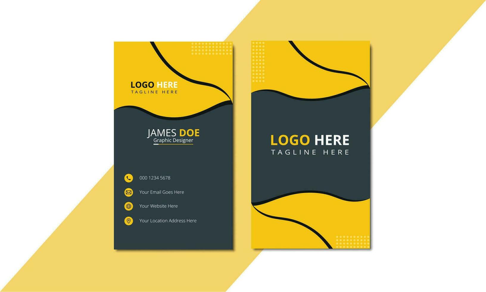 Professional and Creative Business Card Template, Vertical business card print template, Vector illustration, Business card mockup.