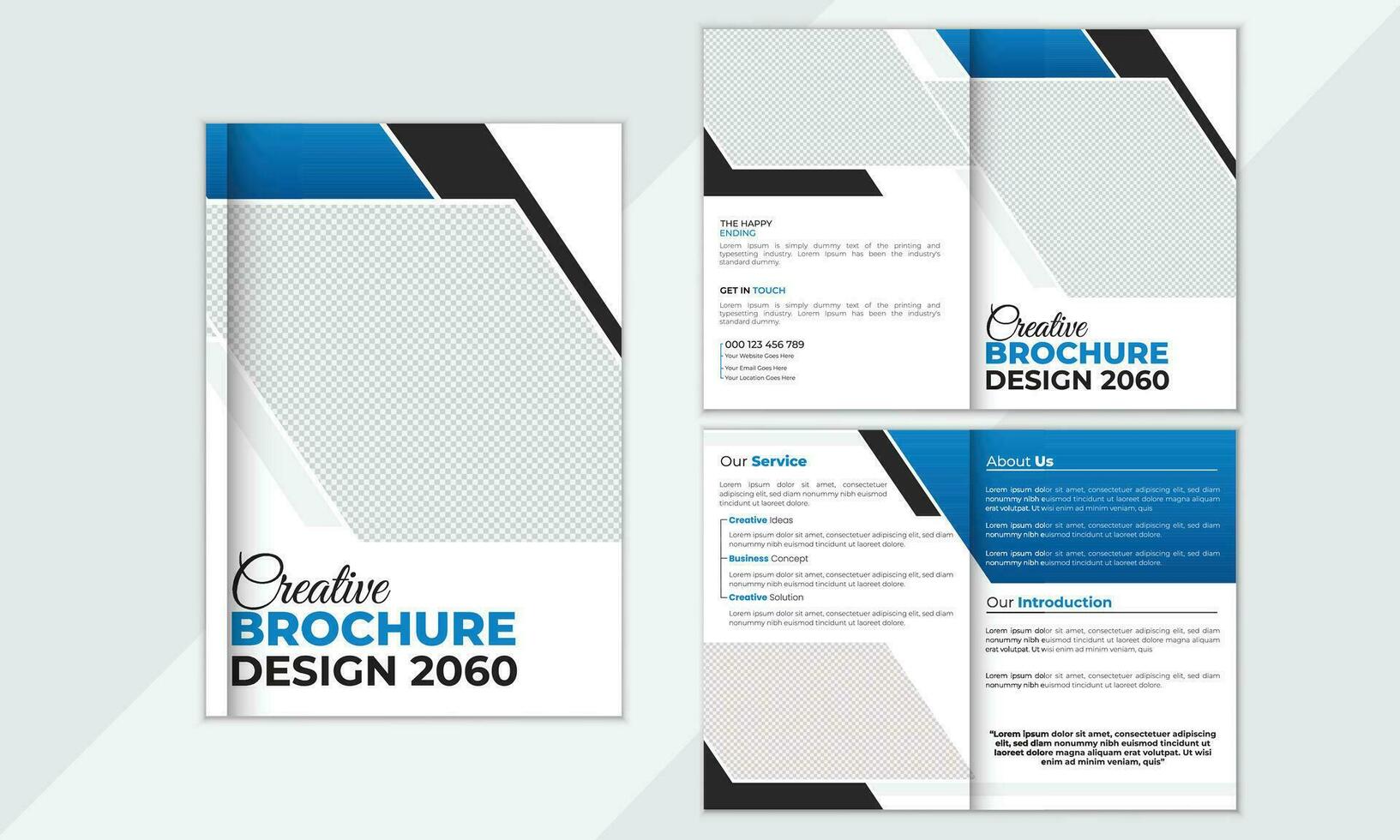 bifold creativo folleto diseño modelo para tu compañía, corporativo, negocio, publicidad, marketing, agencia, doblada volantes, a4 vector