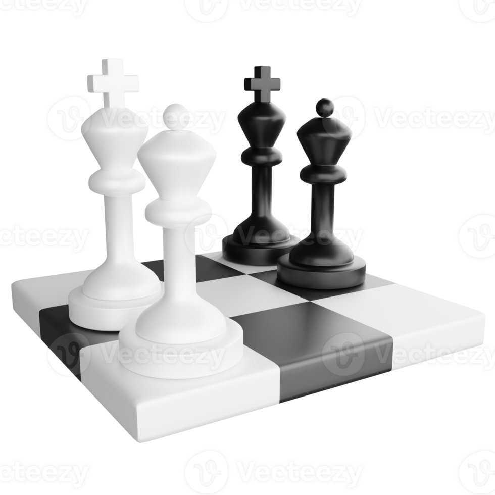 Chess clipart cartoon design icon isolated on transparent background, 3D render chess concept png