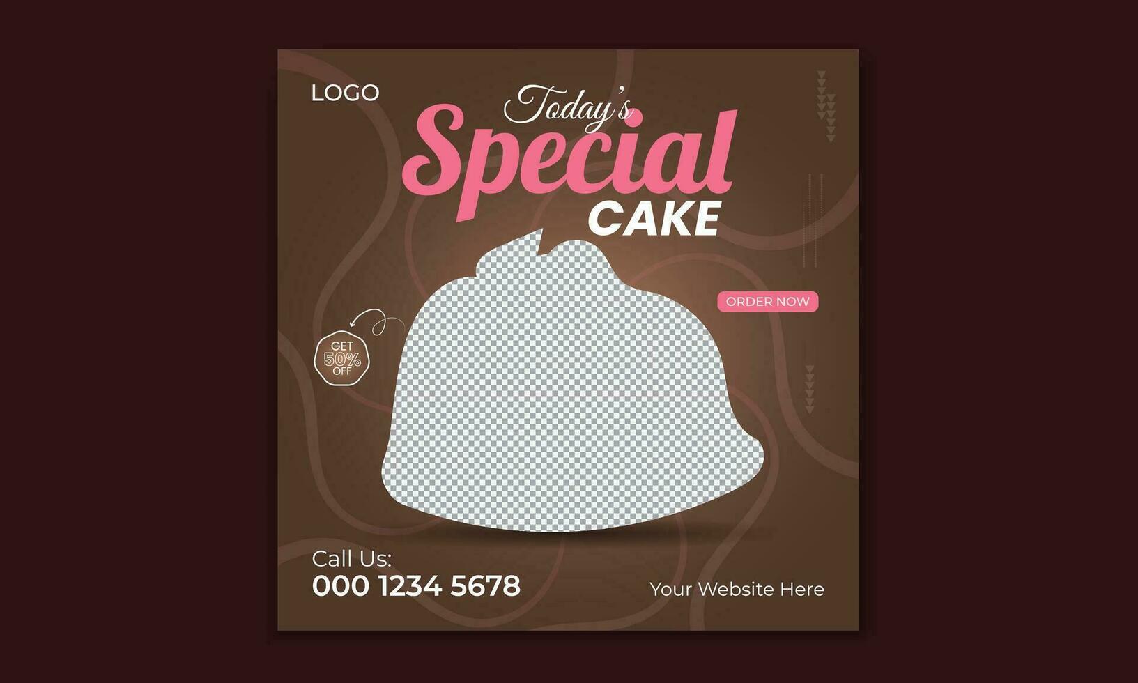 Social media special chocolate cake banner post design. vector