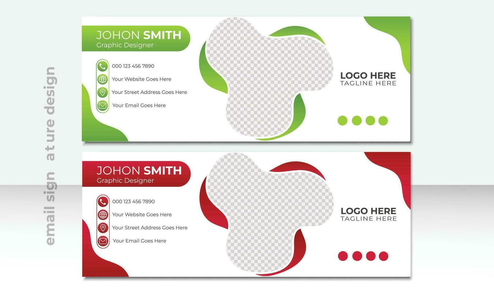 Email signature template vector illustration. Professional geometric business and corporate email signature