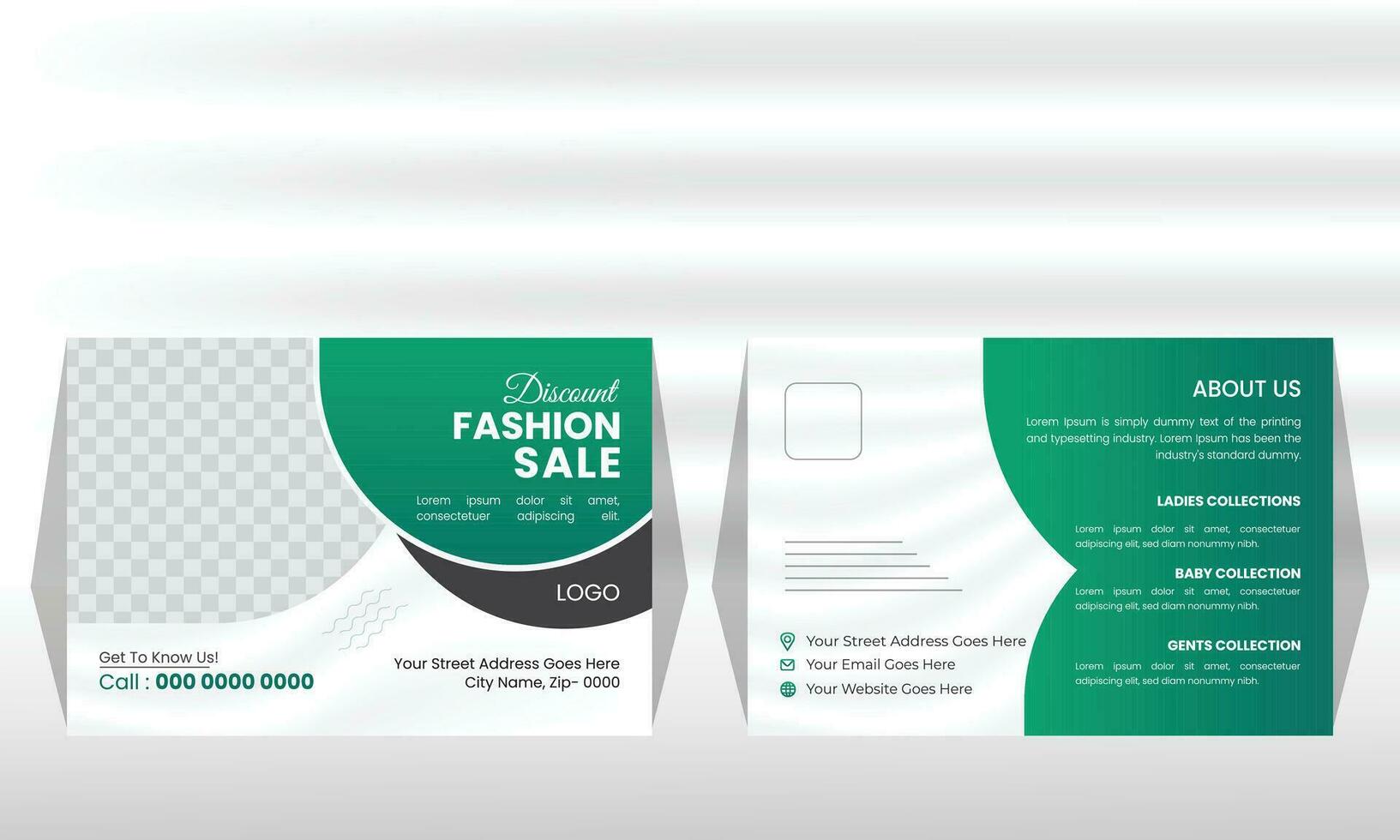 Creative Fashion sale Post card design template. vector