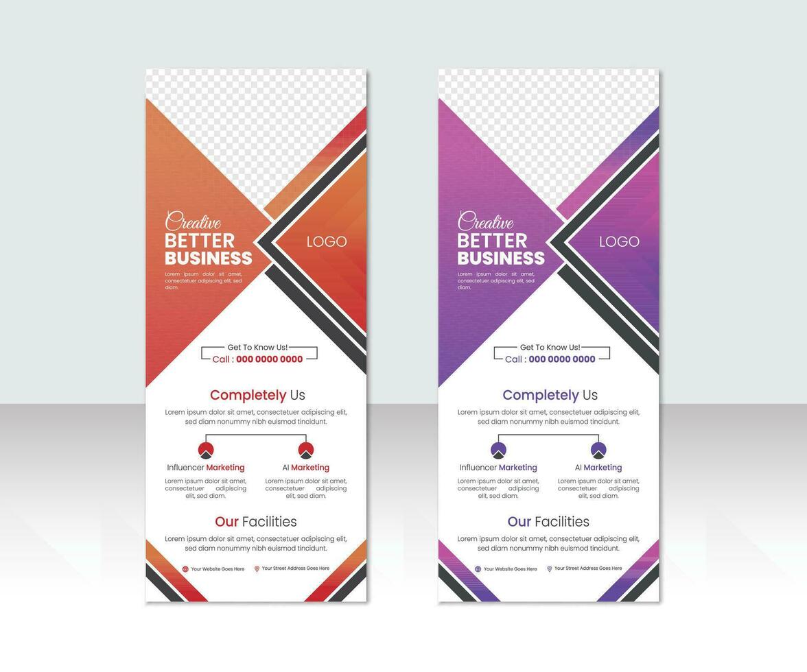 Corporate Roll Up Banner Signage Standee Template, Creative Business X Banner Design Layout vector