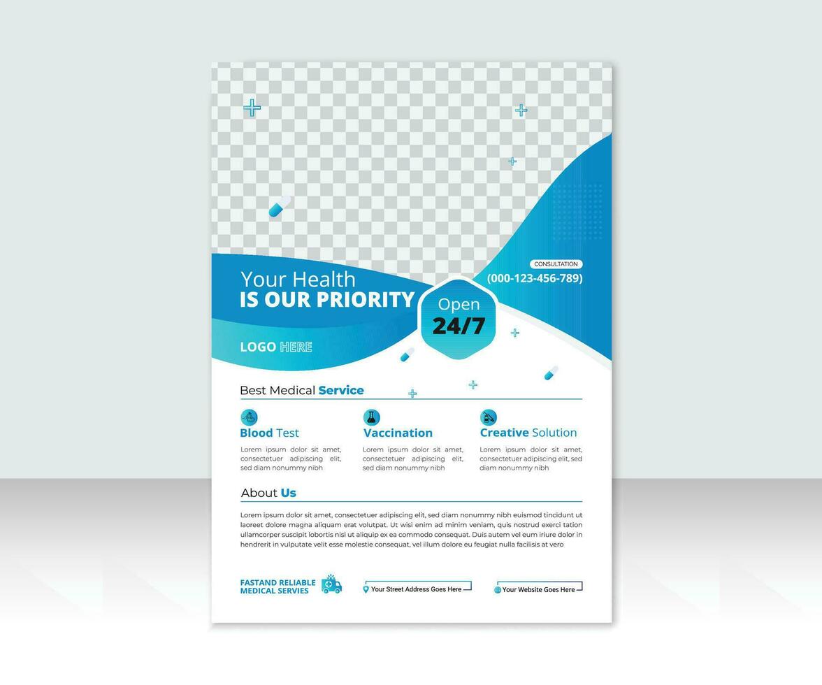 Medical health care flyer brochure template design, business flyer template. vector