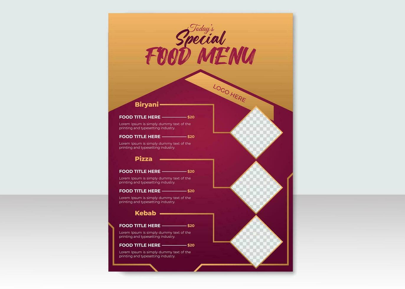 Food Menu Design Food Order, healthy food business online promotion flyer with abstract background vector