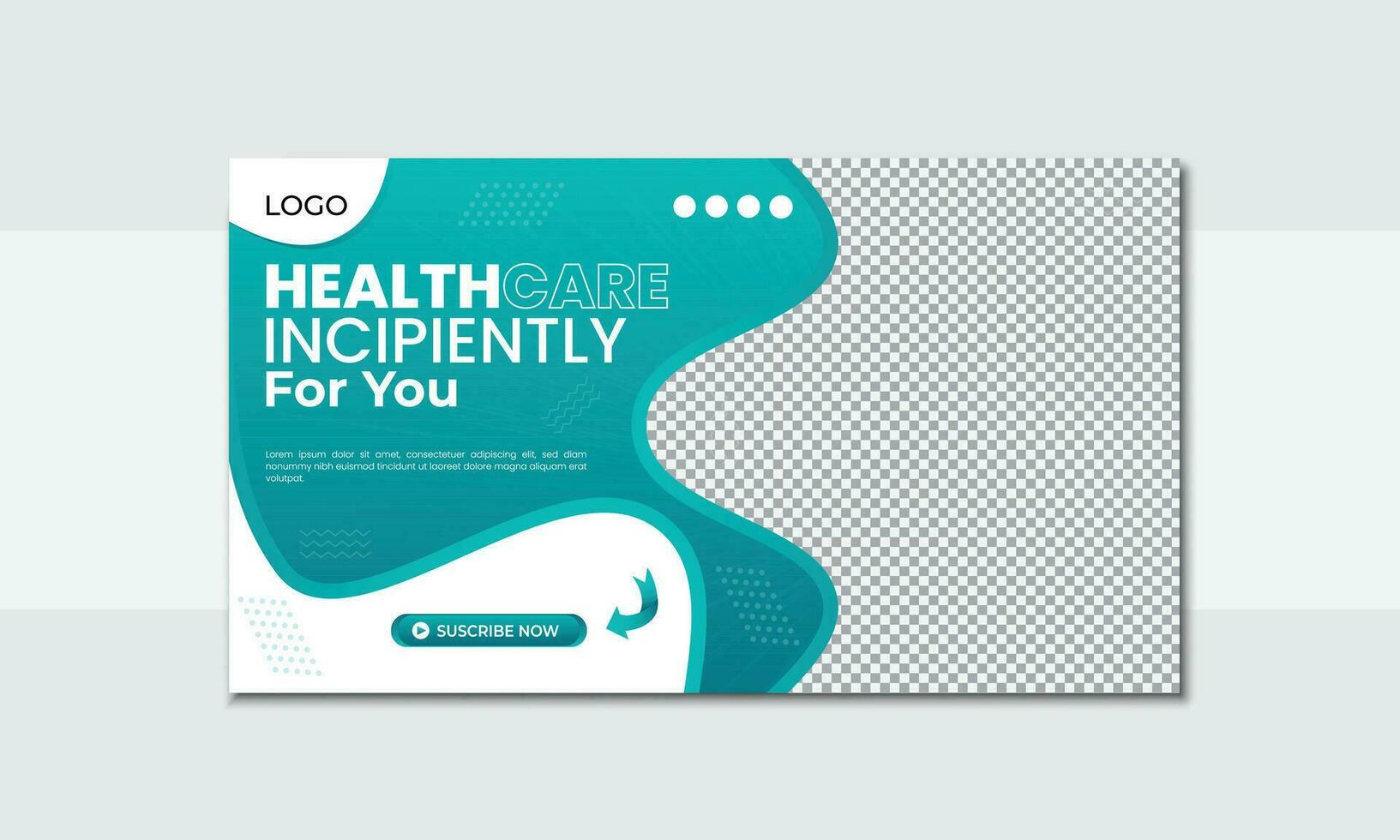 Medical healthcare Video thumbnail cover and social media web banner design template. vector