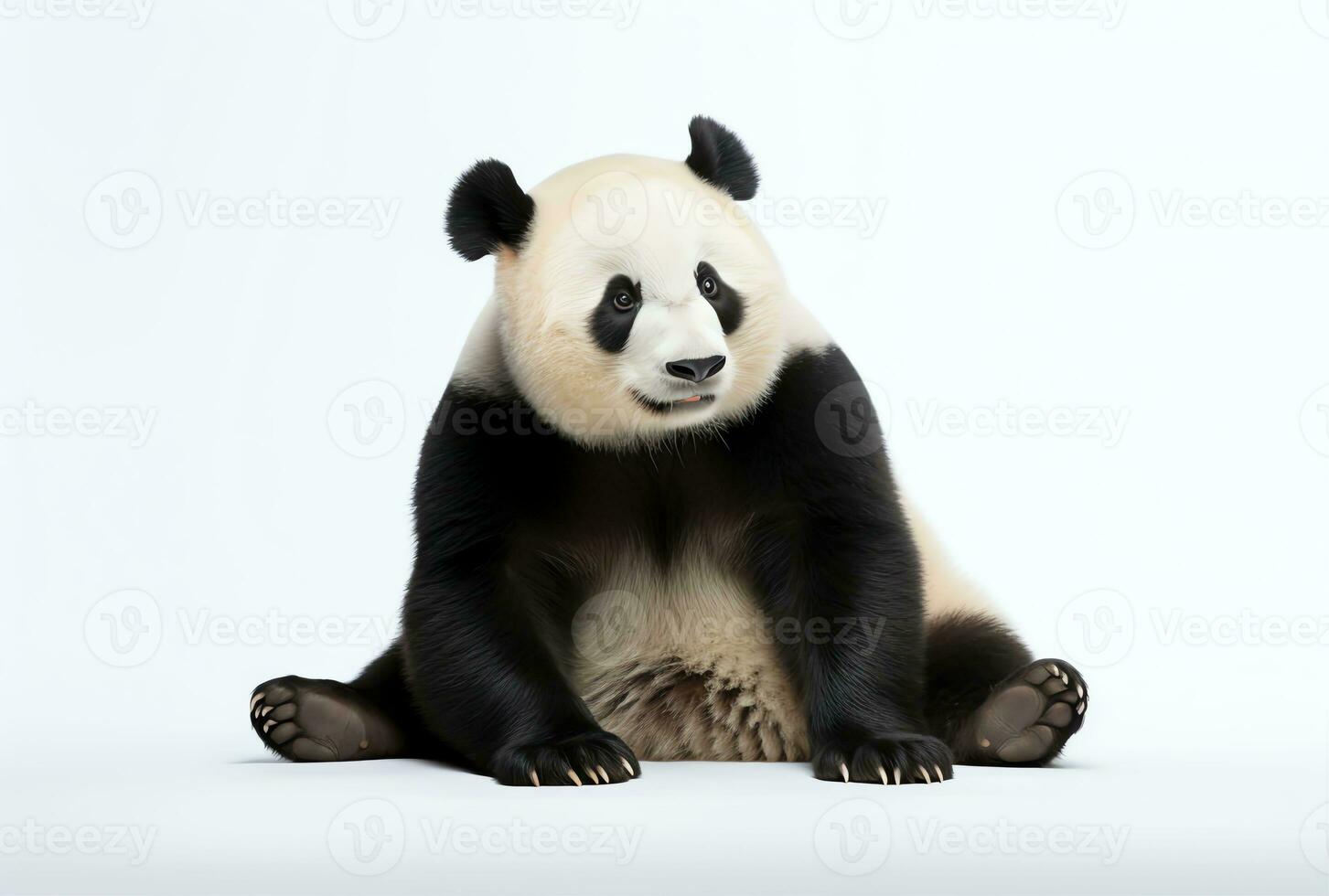AI generated beautiful panda bear in white holding its paws photo