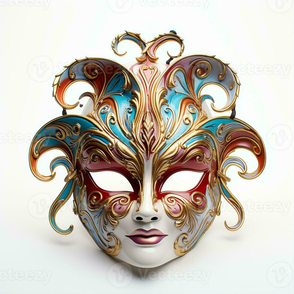 AI generated carnival mask over white background photo