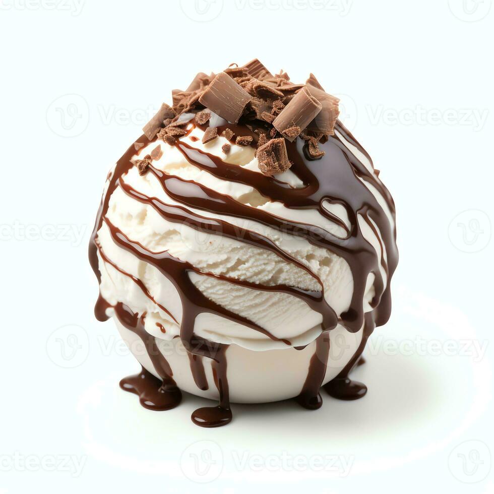 AI generated Chocolate ice cream ball real photo photorealistic