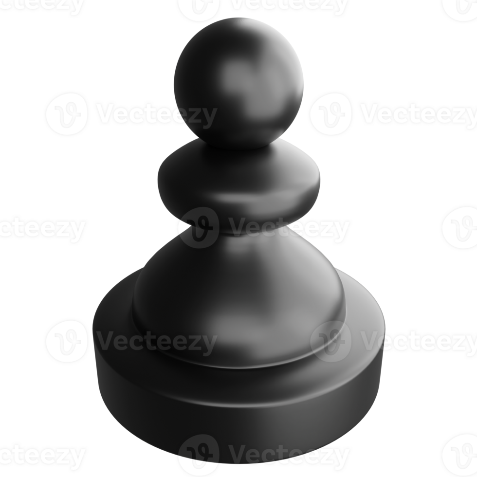 Black pawn chess piece clipart cartoon design icon isolated on transparent background, 3D render chess concept png