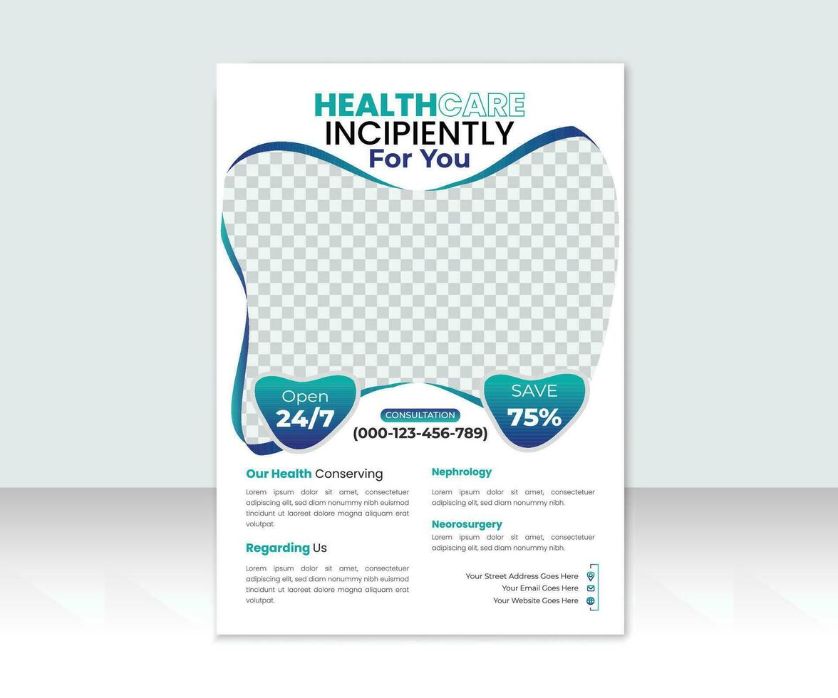 Corporate healthcare Flyer a4 template design, health care flyer design template with vertical layout vector