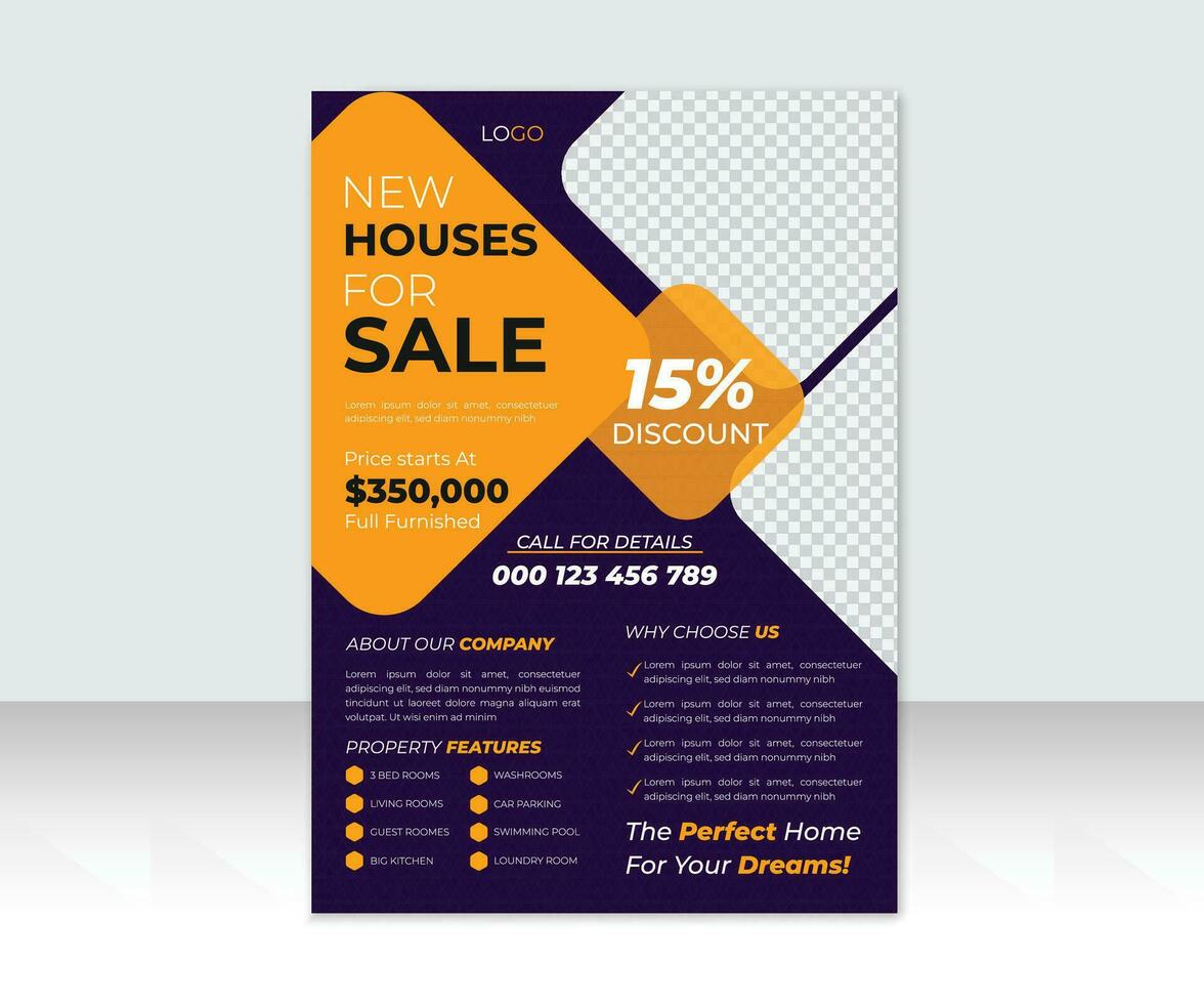 Real estate house property Flyer template, Home sale real estate Poster template vector