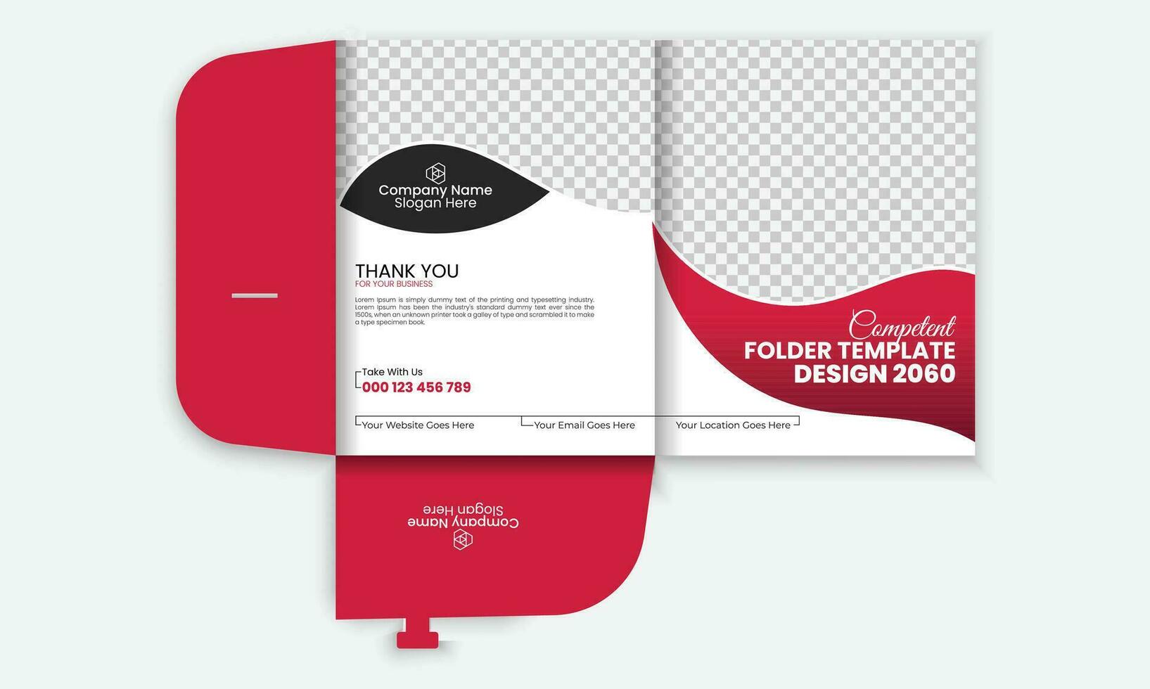 Vector business folder design for files, business presentation folder design template.