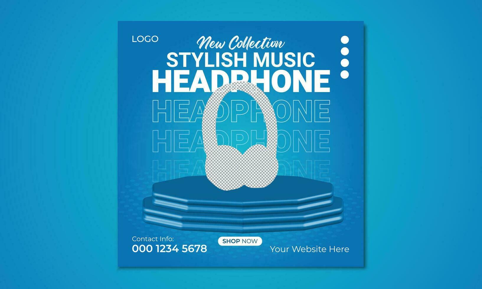 Modern headphone brand promotion web banner vector, New wireless headphone sale template design. vector