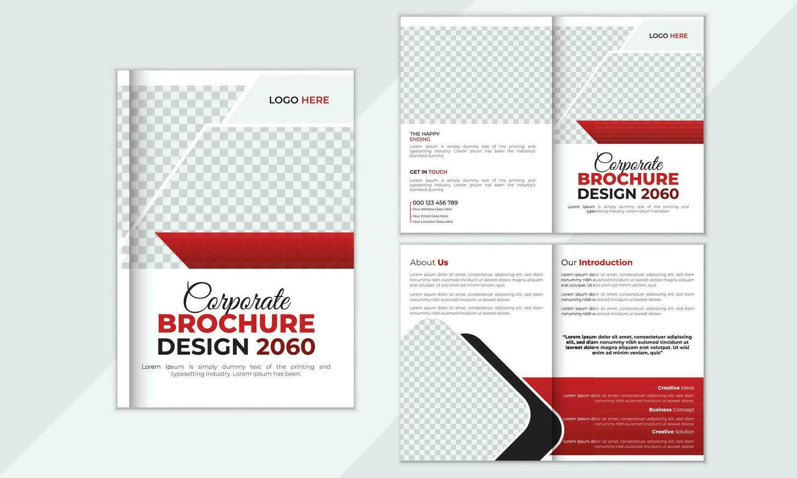 creativo elegante bi doblez revista cubrir página diseño disposición. vector