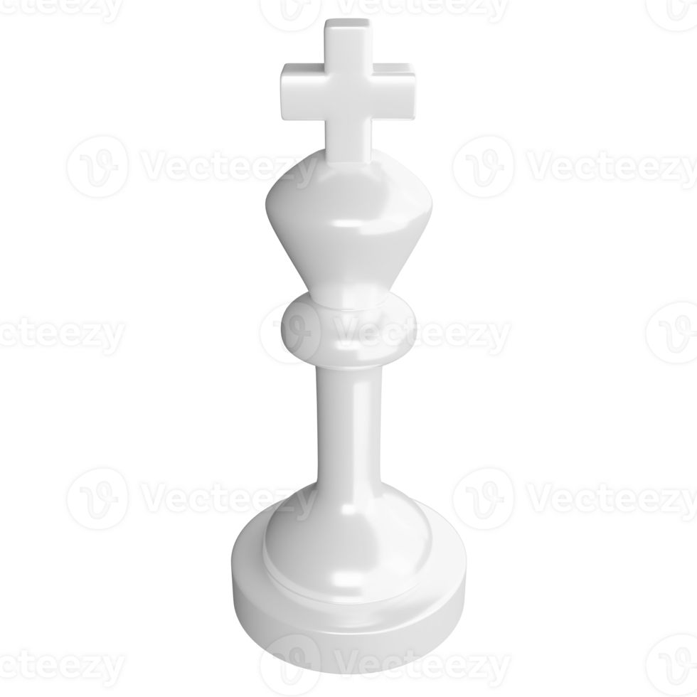 White king chess piece clipart cartoon design icon isolated on transparent background, 3D render chess concept png