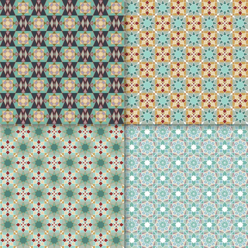 Four geometric seamless patterns. Can be used on textiles, wallpapers, surfaces, venue designs and as a background for cards and invitations vector