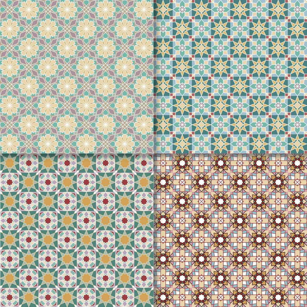 Four geometric seamless patterns. Can be used on textiles, wallpapers, surfaces, venue designs and as a background for cards and invitations vector