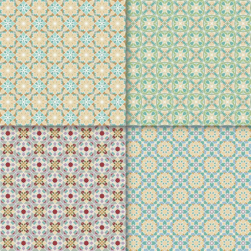 Four geometric seamless patterns. Can be used on textiles, wallpapers, surfaces, venue designs and as a background for cards and invitations vector