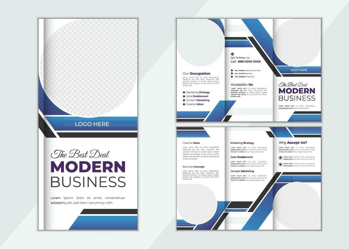 Vector triple folding brochure for business and advertising, Trifold Brochure. Business Tri Fold Brochure Vector.
