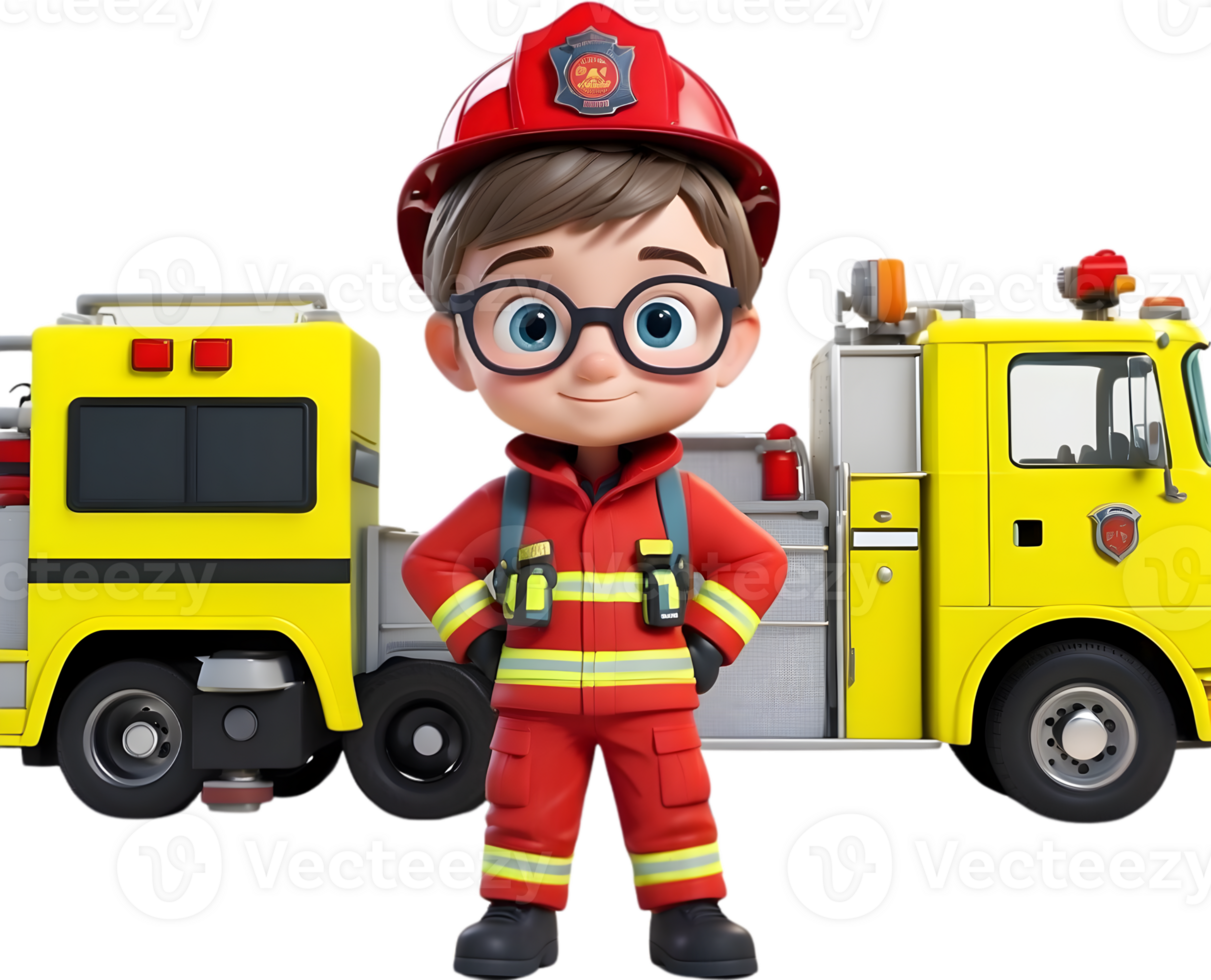 AI generated Cartoon boy with occupation illustration, cute little worker graphic png
