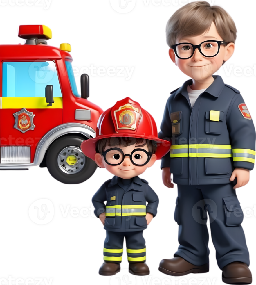 AI generated Cartoon boy with occupation illustration, cute little worker graphic, diverse professions artwork, boy in uniform design, career exploration concept, occupation character illustration png
