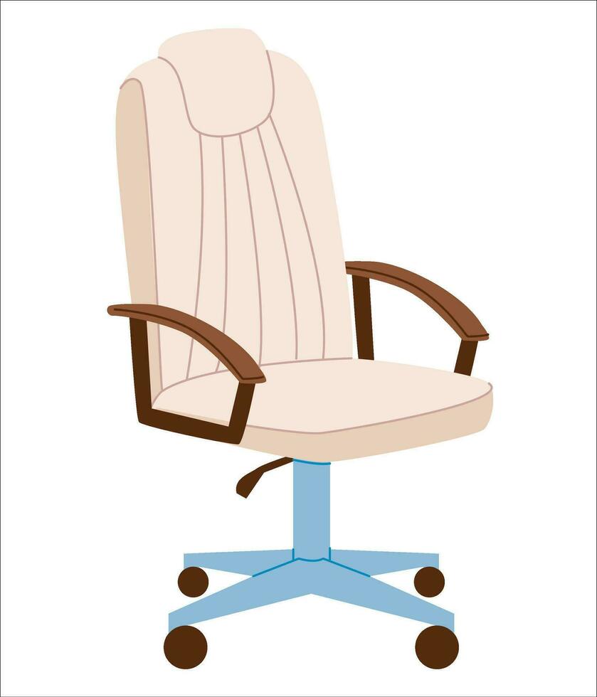 Computer chair isolated on a white background. Modern furniture for the workplace. Flat vector illustration.