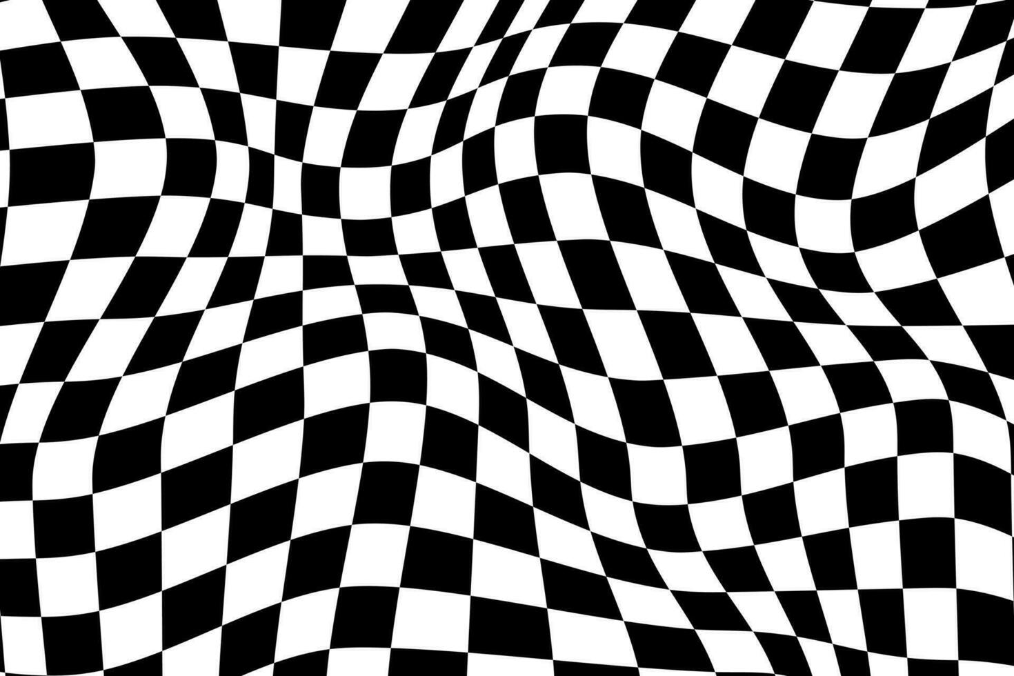 Psychedelic chess background. Trippy black and white checkered pattern. vector