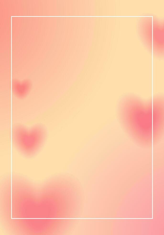 Peach pink background with hearts. Romantic poster with gradient. Flyer on theme of love vector