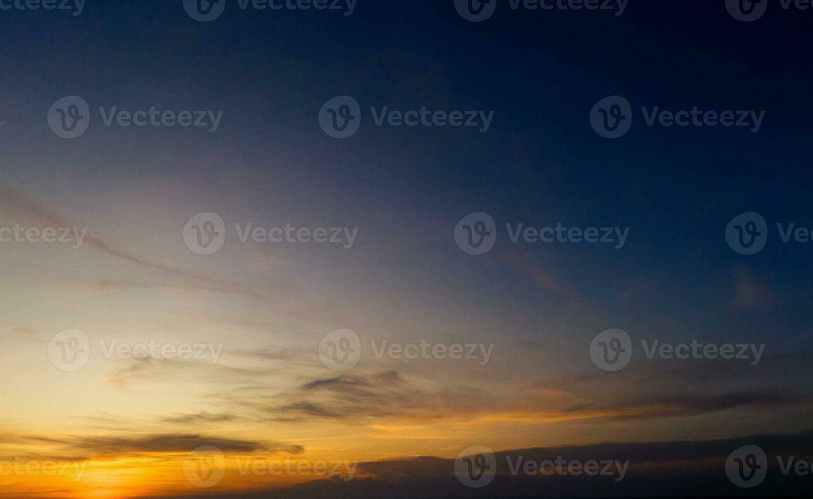 Horizon panorama and dramatic twilight sky and cloud sunset background. Natural sky background texture, beautiful color. photo