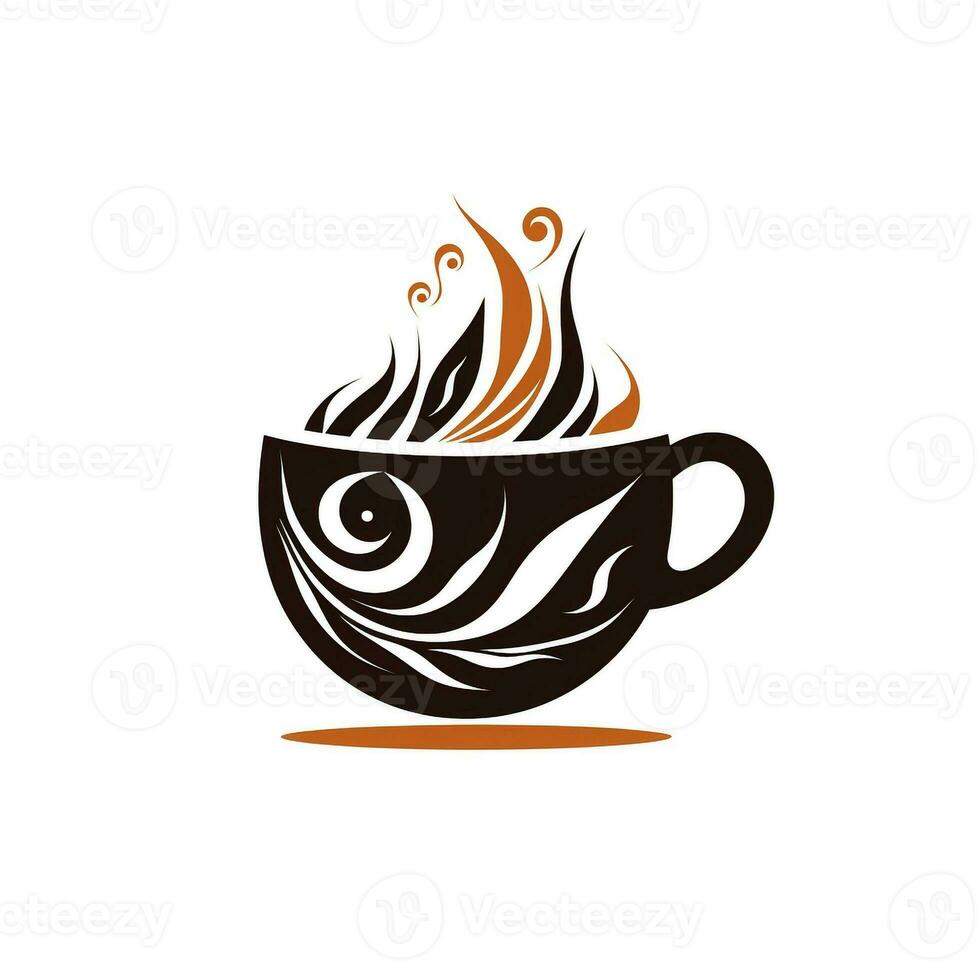 AI generated tribal logo of a coffeecup. Generative AI photo