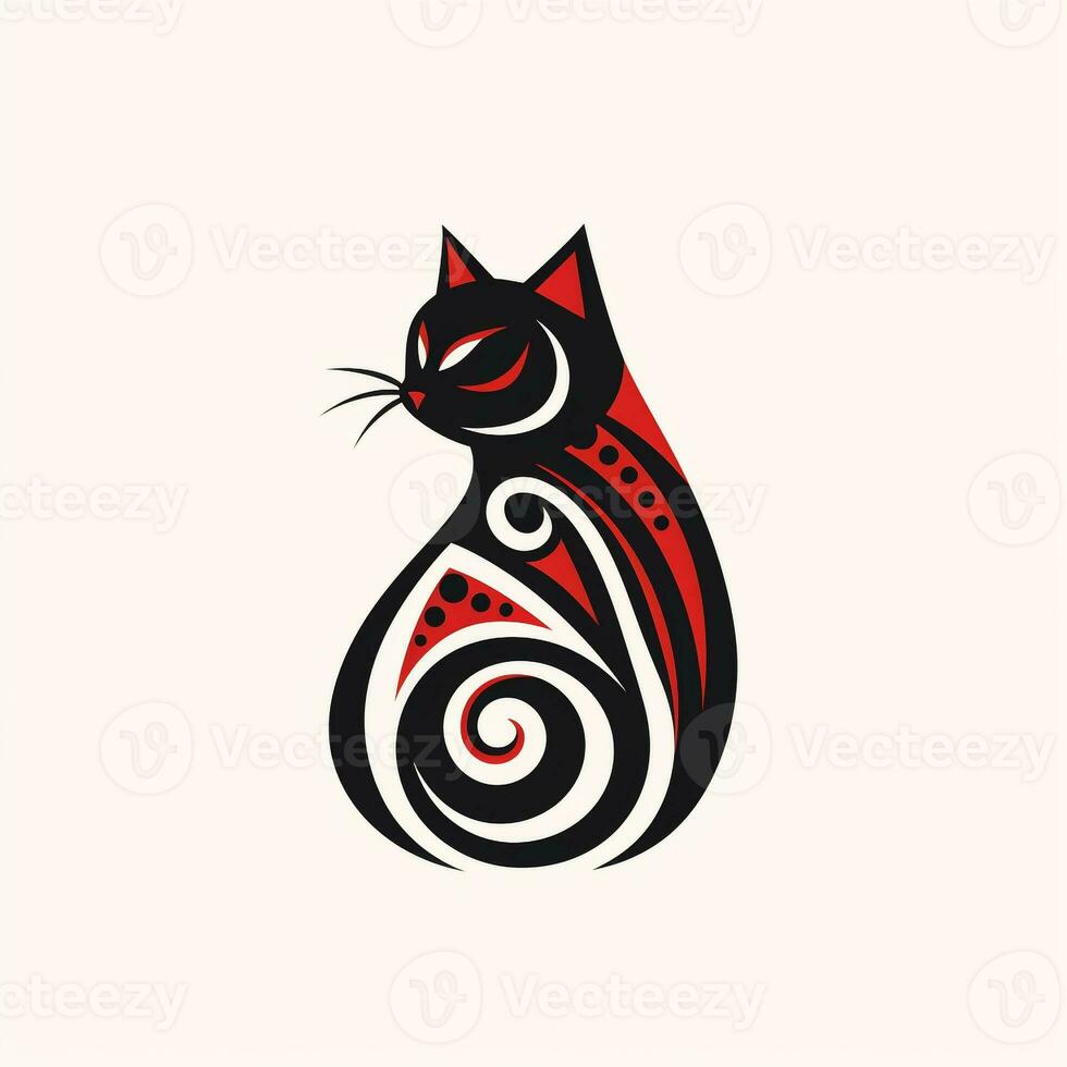 ai generado tribal logo de un gato. generativo ai foto