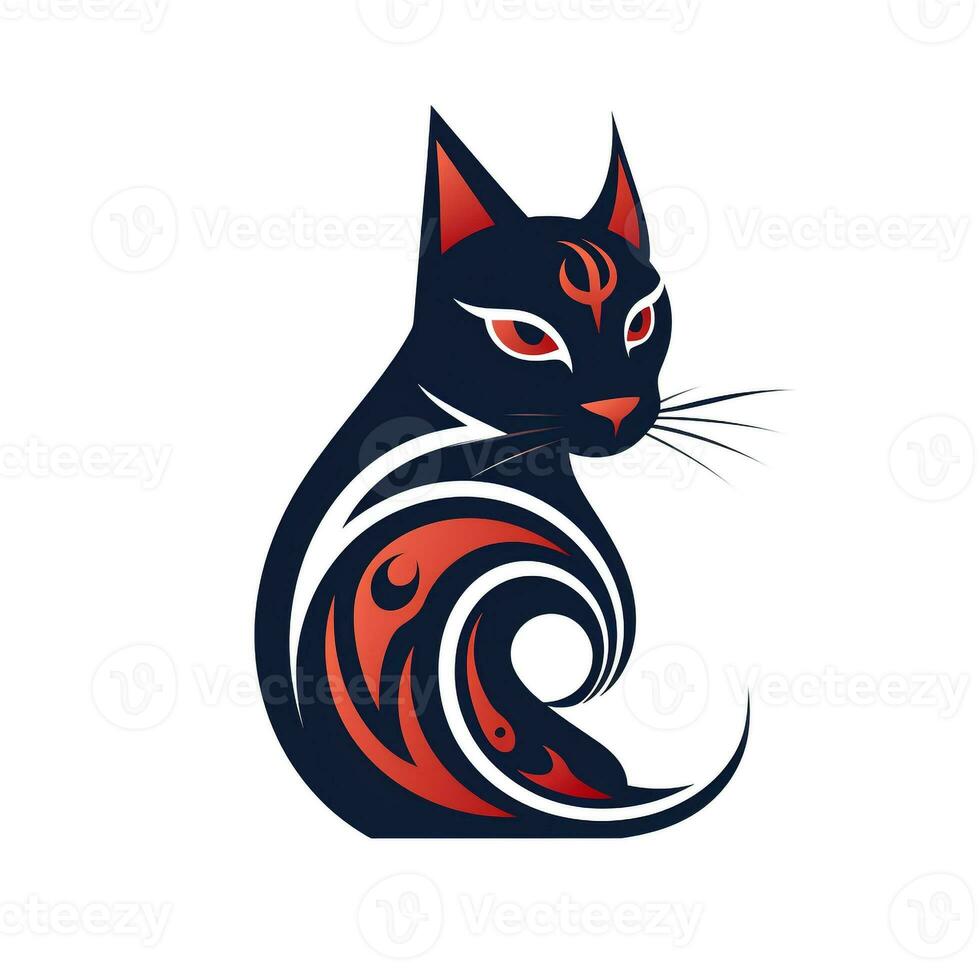 AI generated tribal logo of a cat. Generative AI photo