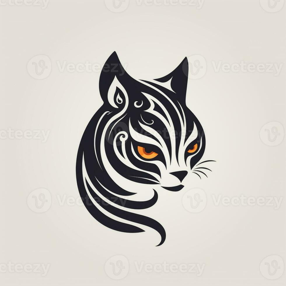 AI generated tribal logo of a cat. Generative AI photo