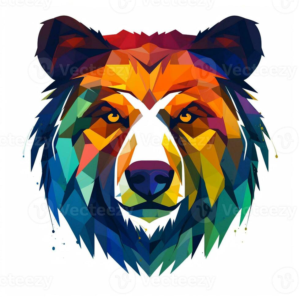AI generated watercolor bear head logo. Generative AI photo