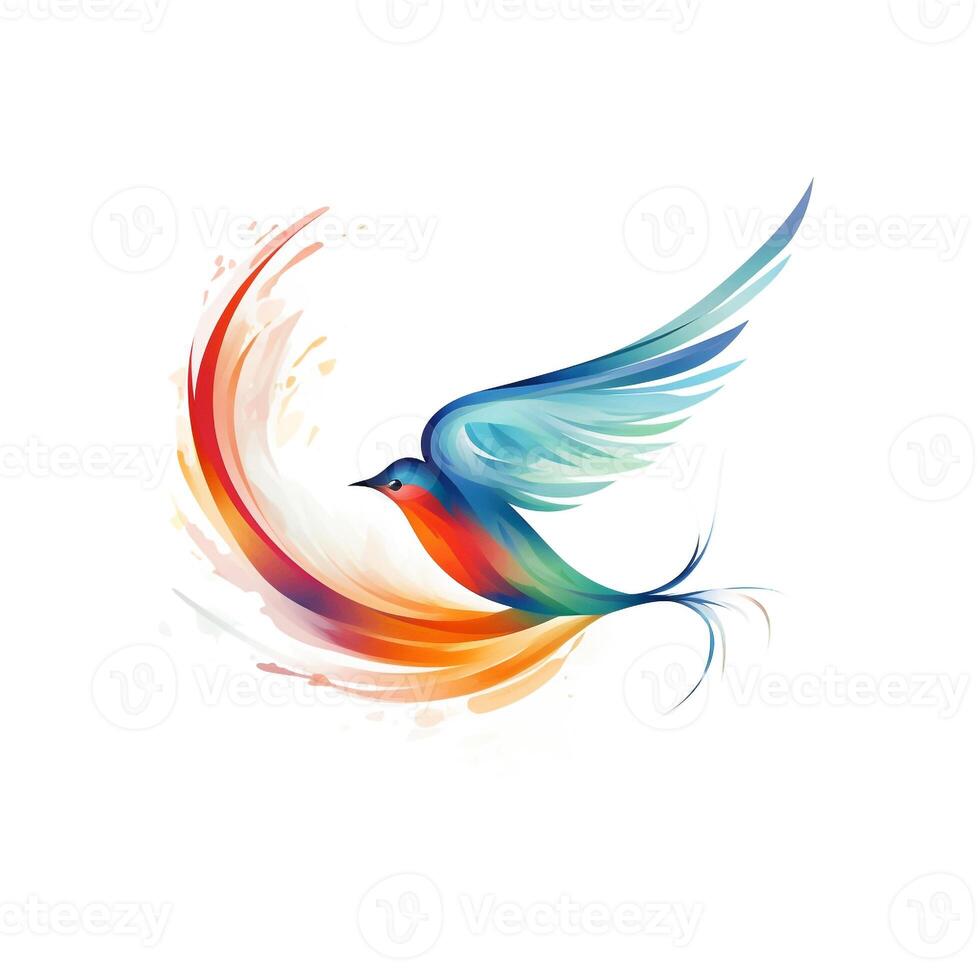 AI generated watercolor bird logo. Generative AI photo