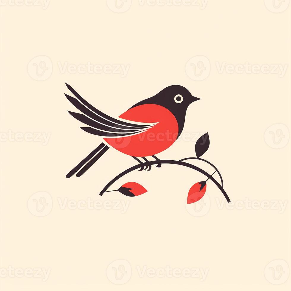 AI generated vintage logo of a bird. Generative AI photo