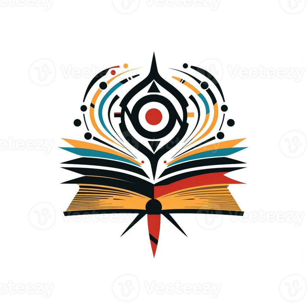 AI generated tribal logo of a book. Generative AI photo